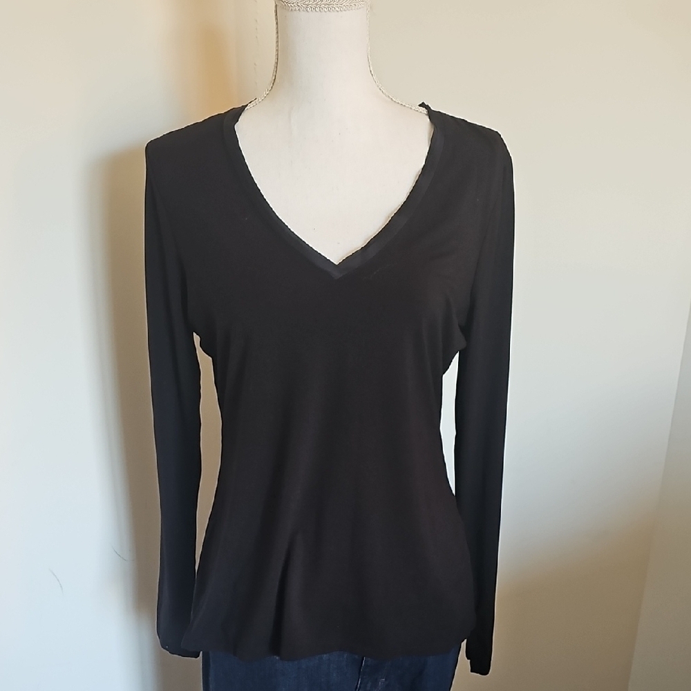 WHBM Women's Black V-Neck Top